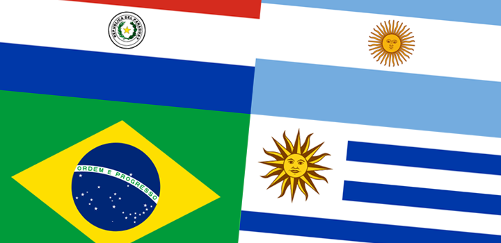 Paraguay Uruguay Brazil Argentina flags